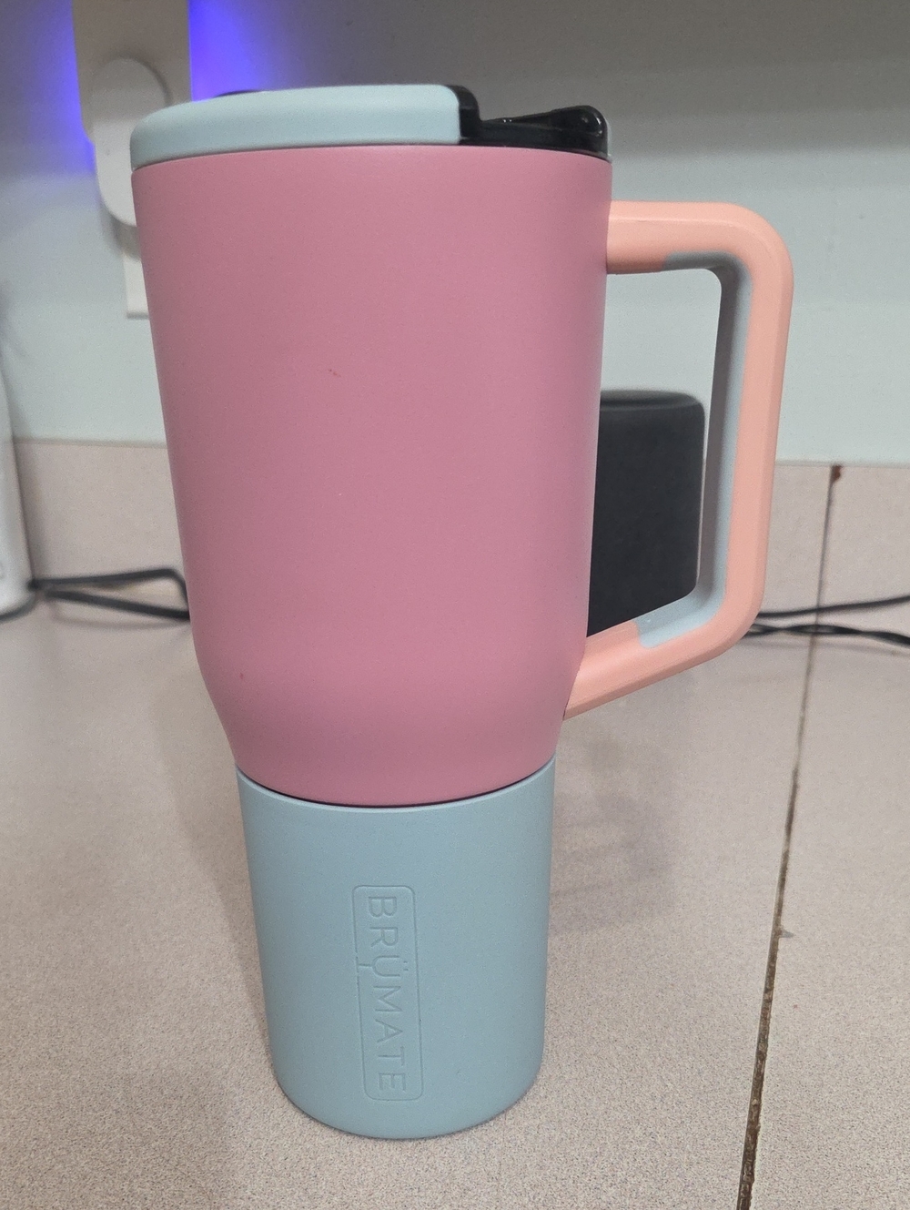 Brumate Insulated Travel Mug in Pink & Light Blue